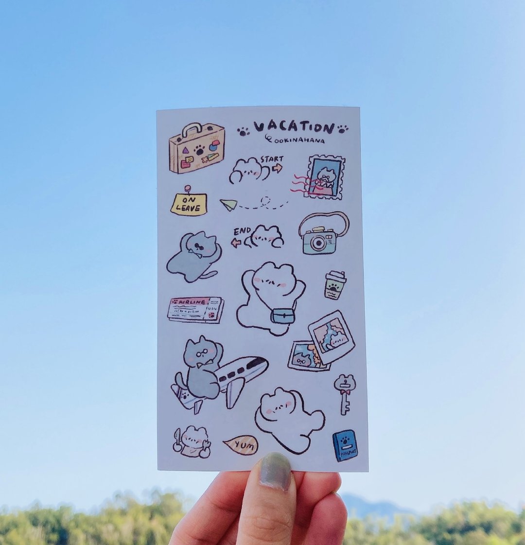 【社畜小熊贴纸】休假旅行 - 贴纸 - 纸 白色
