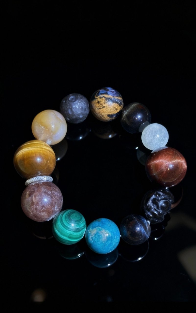 Crystal.EAA 设计款水晶手链 宇宙星途 孔雀石 樱花玛瑙 彼得石 - 手链/手环 - 水晶 多色