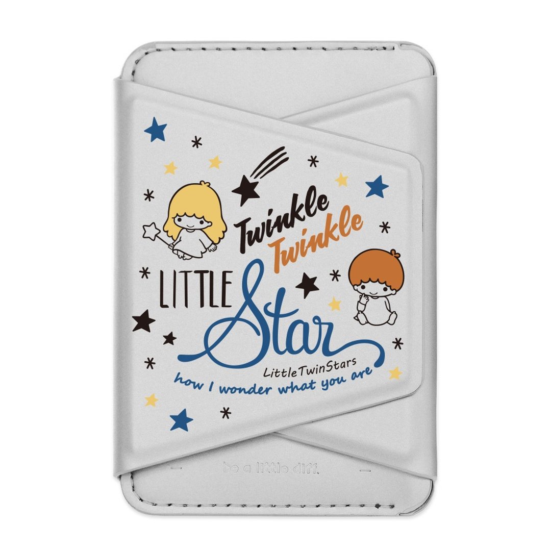 Littletwinstars双星仙子－银色款 支架磁吸卡包 小牛皮感 手机架 - 手机座/防尘塞 - 人造皮革 银色
