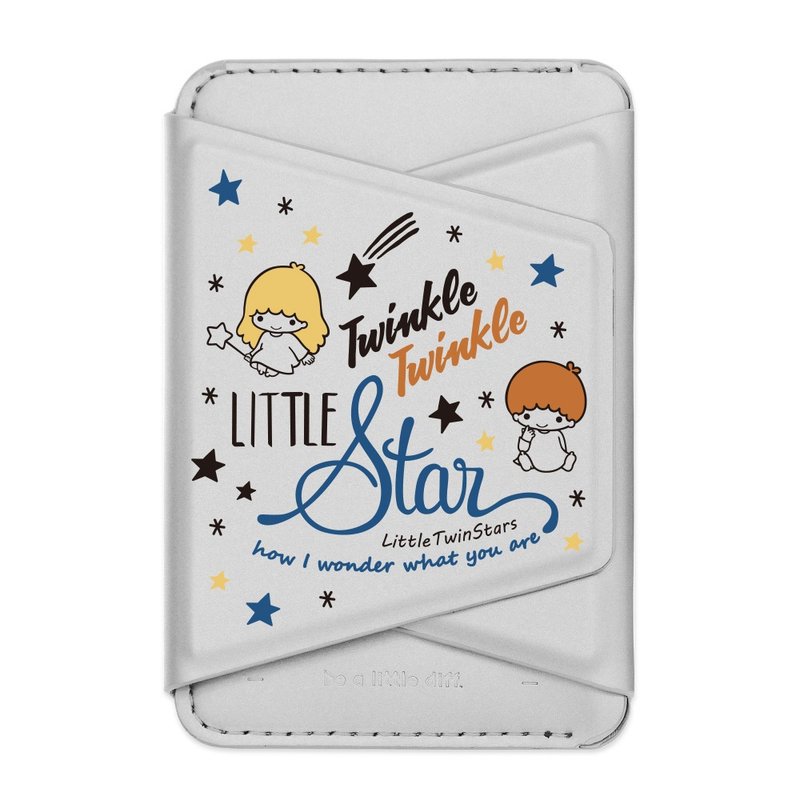 Littletwinstars双星仙子－银色款 支架磁吸卡包 小牛皮感 手机架 - 手机座/防尘塞 - 人造皮革 银色