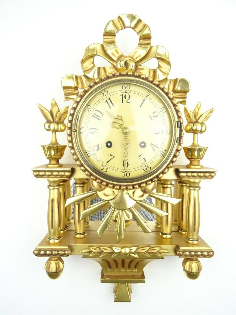 Swedish WESTERSTRAND Vintage Gustavian Antique Wall Clock Mid Century (Mora era) - 时钟/闹钟 - 木头 金色