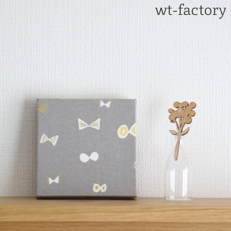 12x12cm ファブリックパネル 【リボン グレー】 - 墙贴/壁贴 - 棉．麻 灰色