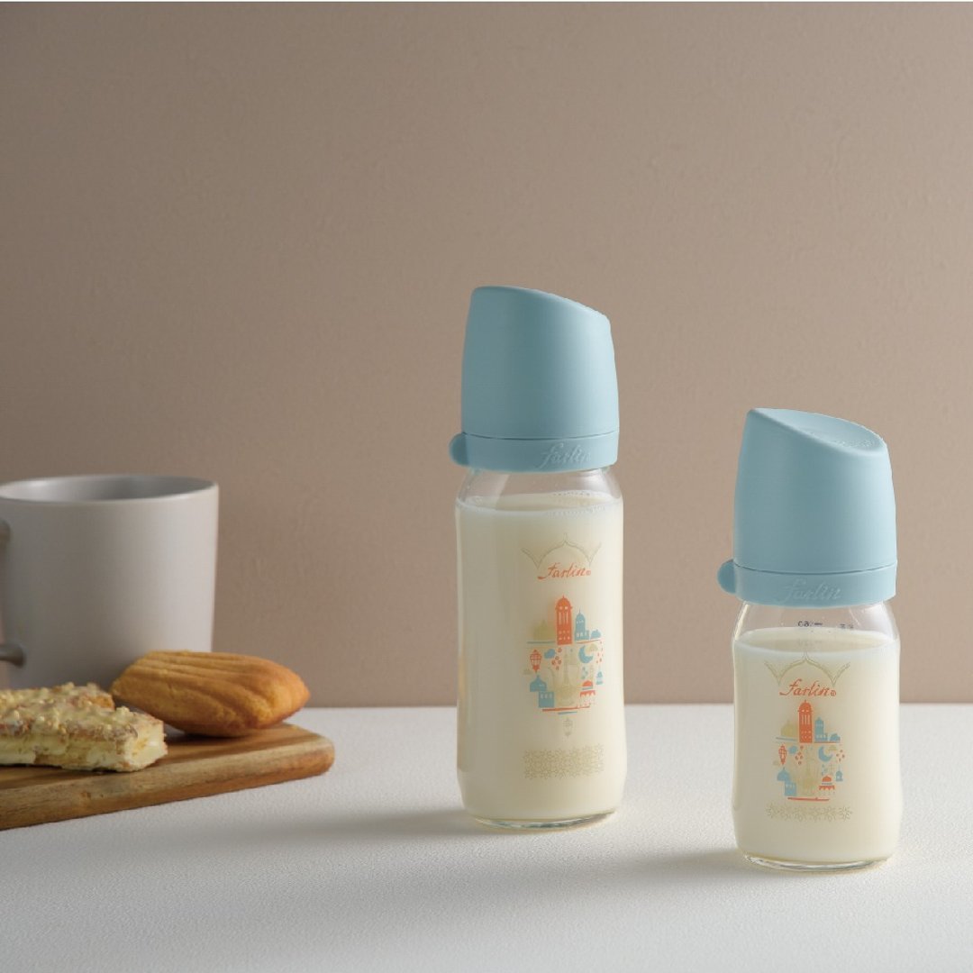 【farlin 】城市心旅行 宽口玻璃奶瓶 160ml/240ml  吉达 - 奶瓶/奶嘴 - 玻璃 蓝色