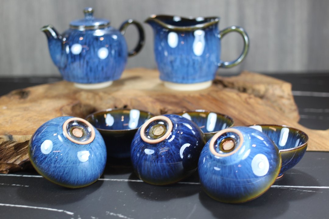 【沐春生活】湛海 天目釉 圆满茶具组 陶艺名家叶敏祥作品 - 茶具/茶杯 - 瓷 