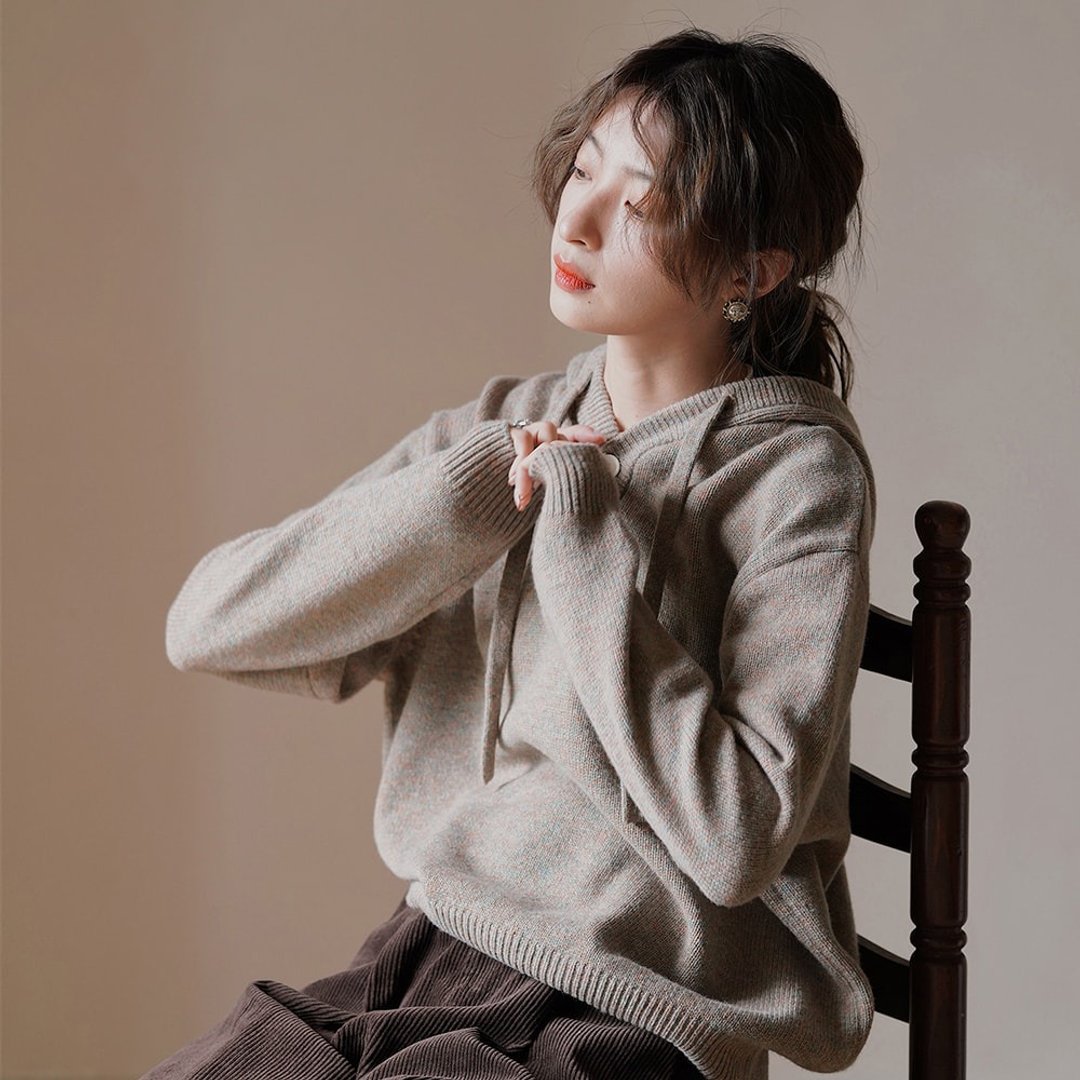 宽松针织连帽卫衣|外套|秋冬款|羊毛|Sora-1041 - 女装休闲/机能外套 - 羊毛 多色