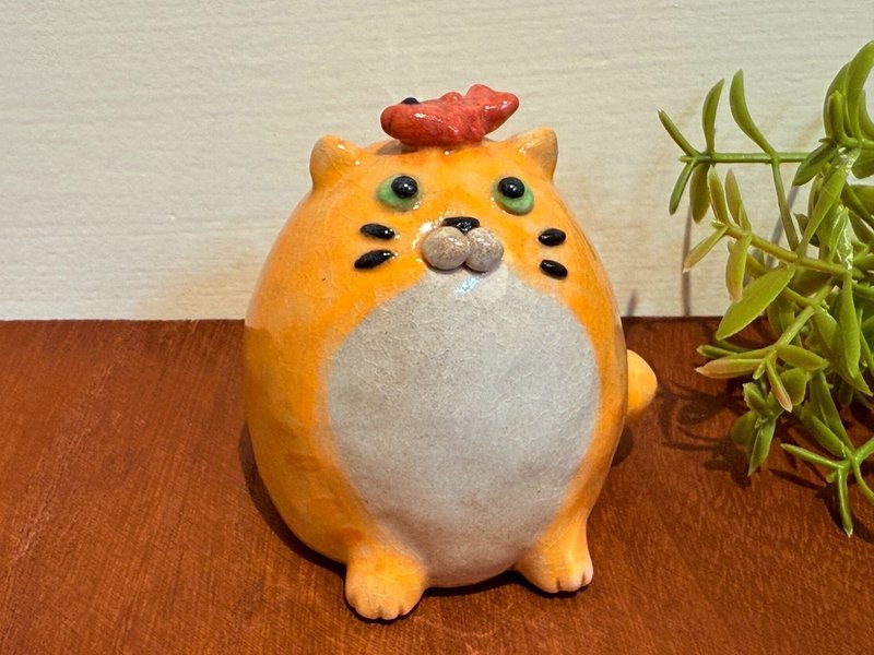 圆滚滚喵小福-C款 - 摆饰 - 陶 橘色