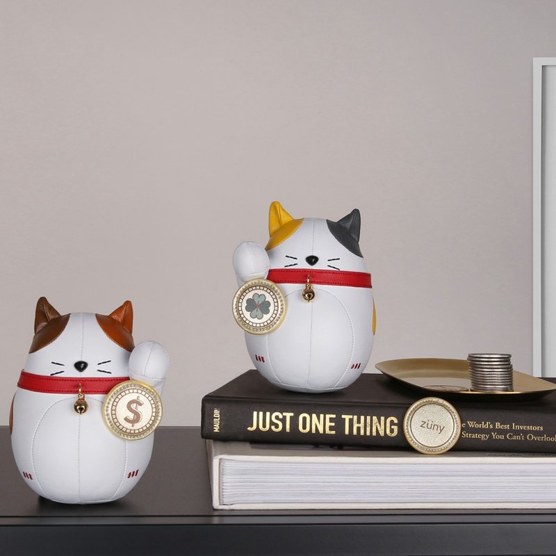 纸镇】招财猫 Lucky Cat-Fu 富猫 皮革动物摆饰 - 摆饰 - 人造皮革 多色
