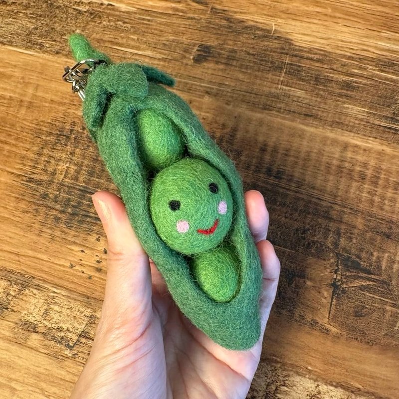 豆趣 — 挤挤豌豆 • 羊毛毡吊饰/钥匙圈 - 吊饰 - 羊毛 绿色