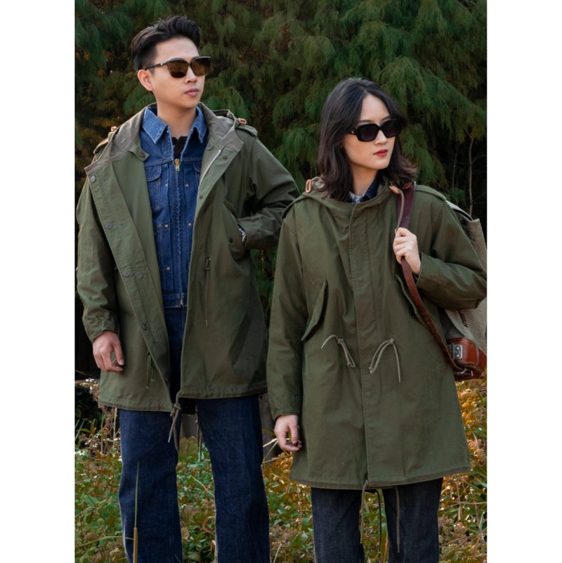 M51鱼尾风衣外套 军绿色 工装 中长款 美军公发 男女皆可 PARKA - 男装外套 - 棉．麻 绿色