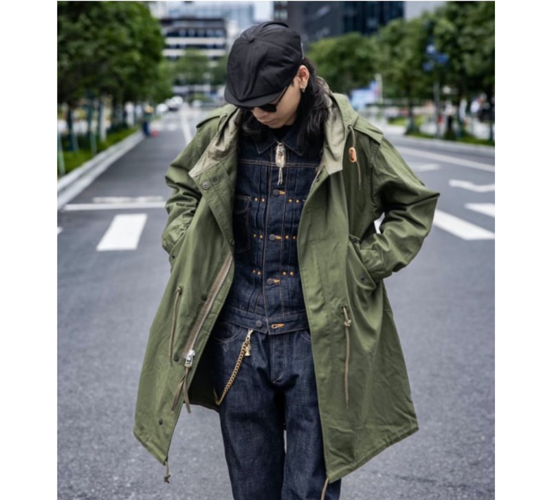 M51鱼尾风衣外套 军绿色 工装 中长款 美军公发 男女皆可 PARKA - 男装外套 - 棉．麻 绿色