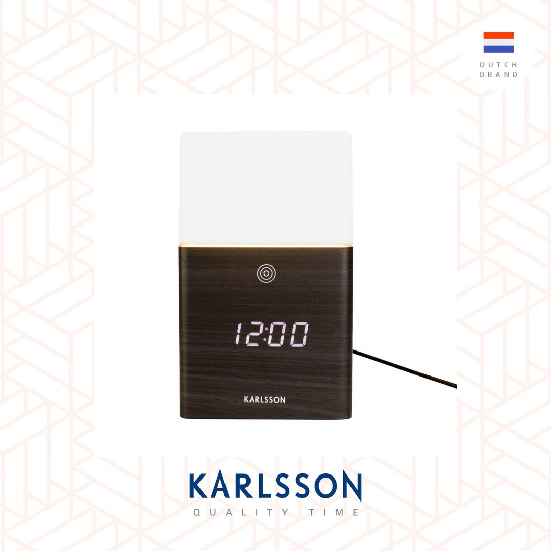 荷兰Karlsson, Frosted系列黑木纹LED显示屏及LED灯-多功能闹钟 - 时钟/闹钟 - 木头 黑色