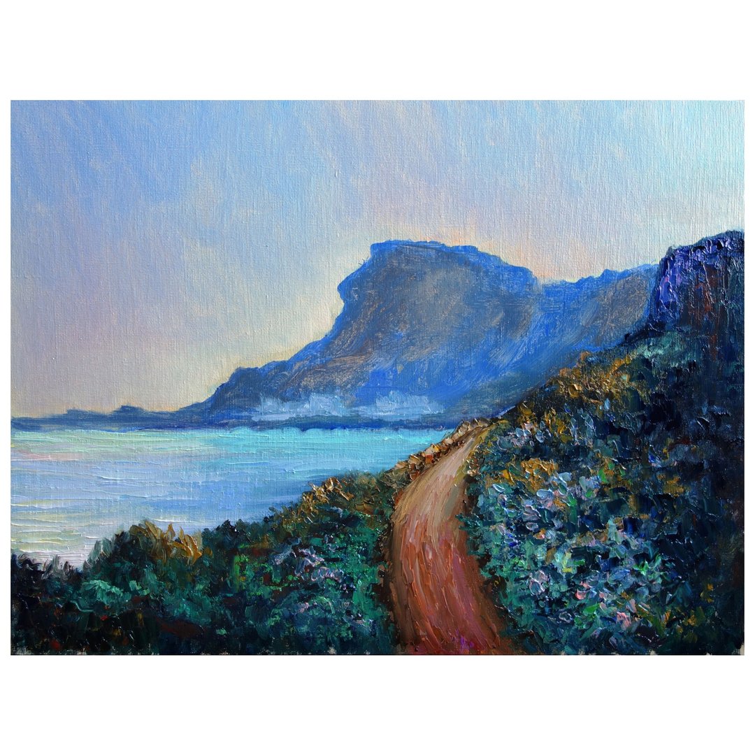 Mountains Painting Oil Seascape Original Art 油畫原作 Beach Canvas Art Artwork - 海报/装饰画/版画 - 颜料 多色