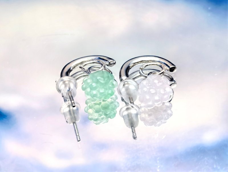 纯银系列 - 冰翡翠葡萄纯银耳环 - 耳环/耳夹 - 宝石 