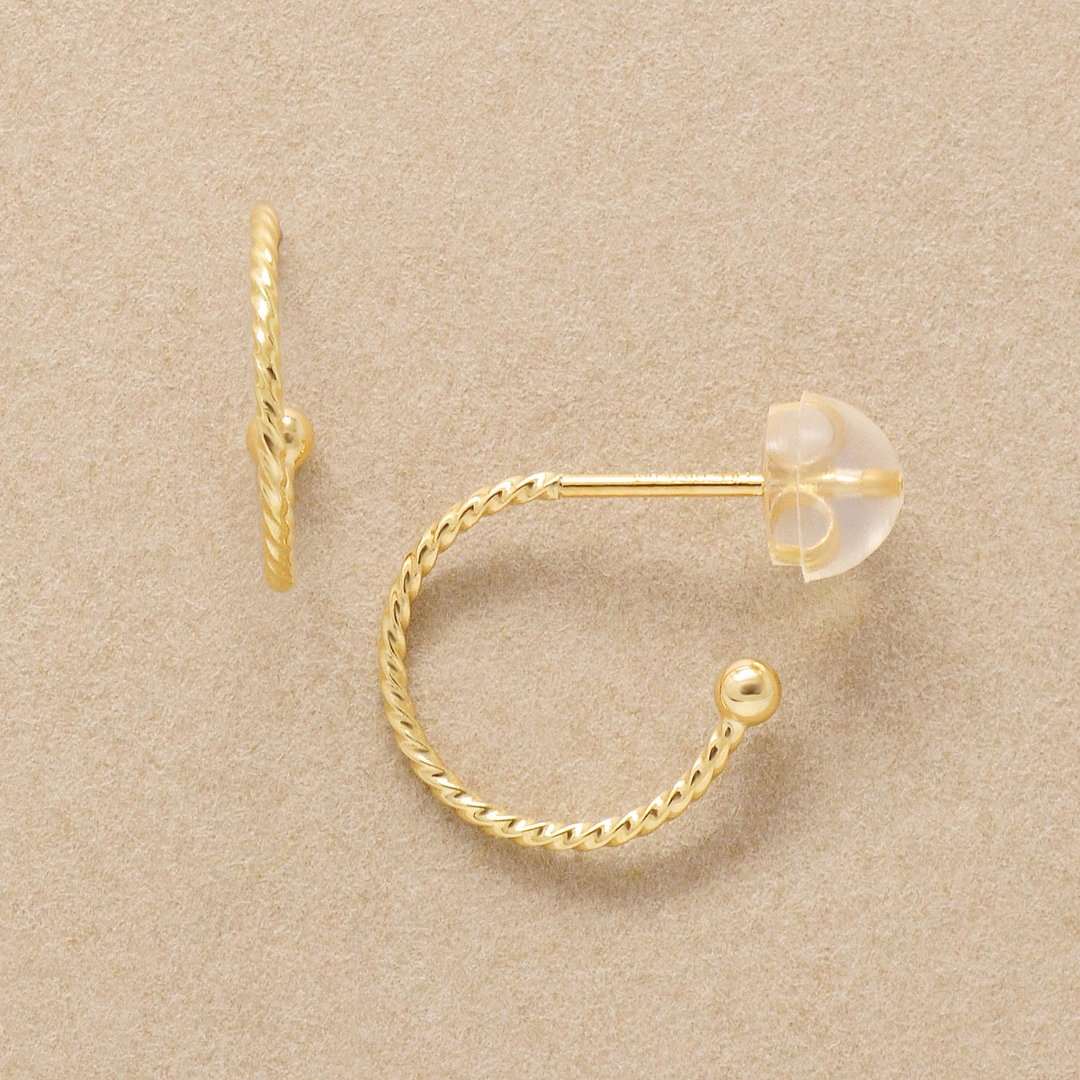 【Palette】 18K/10K 扭纹底座耳环 (小) (黄金) - 耳环/耳夹 - 贵金属 