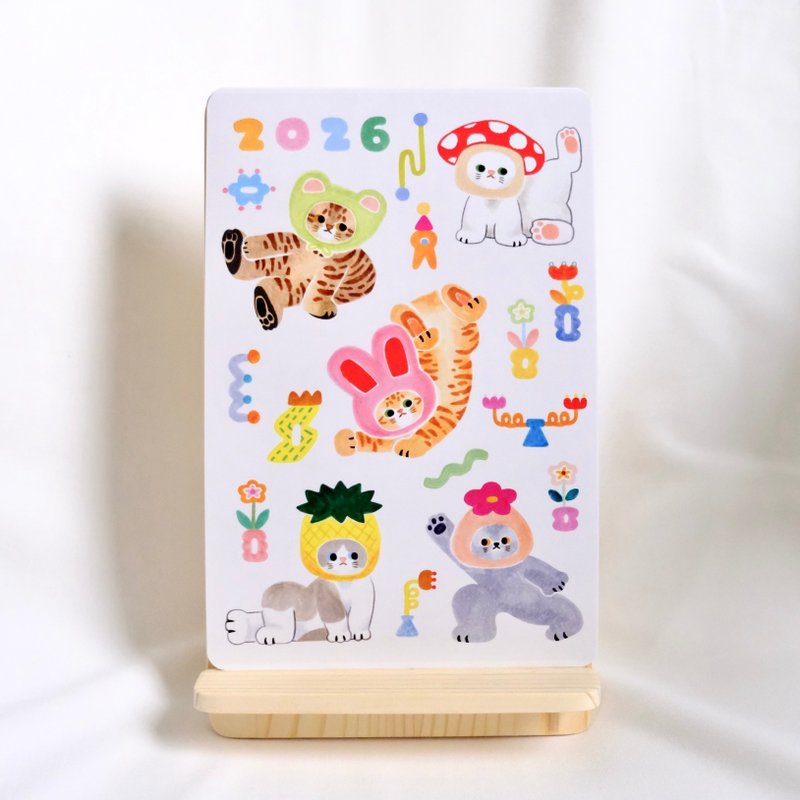 2026 三岛猫猫 松木支架 桌历 年历 - 年历/台历 - 纸 多色