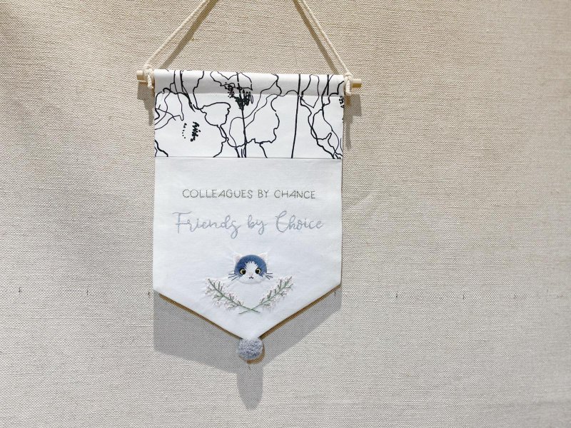 宝宝名字挂旗 - 加小插画 - 订制画像 - 绣线 银色