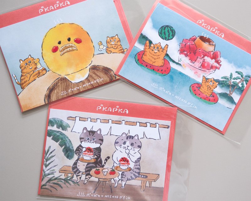 【 POKAPOKA X NEENE 】夏季刨冰明信片组  Kakigori postcard - 卡片/明信片 - 纸 多色