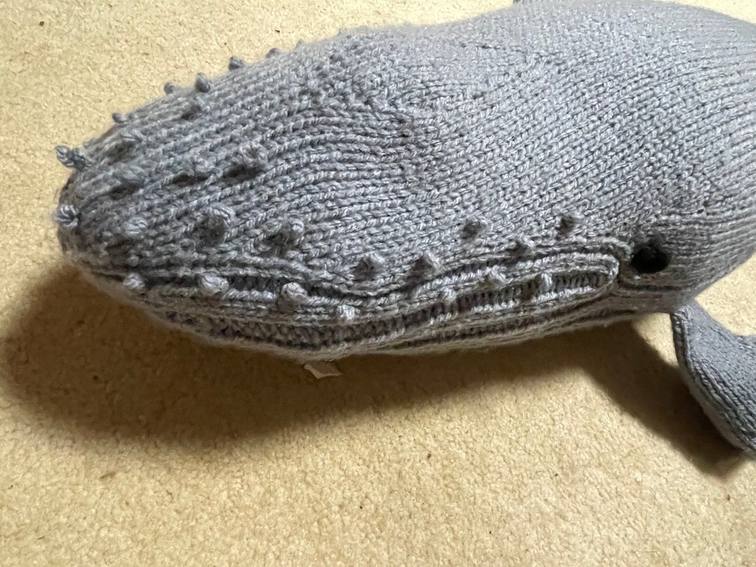 Knit Sea Creatures Humpback Whale Amigurumi (mother size) - 编织/刺绣/羊毛毡/裁缝 - 棉 银色