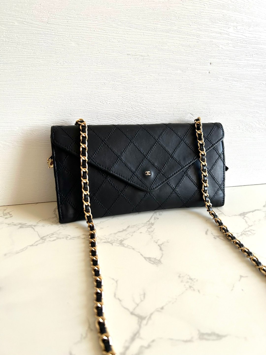 绝版中古包 Chanel 黑色信封斜背包 单肩包 钱包 侧背包 古董包 - 侧背包/斜挎包 - 真皮 黑色