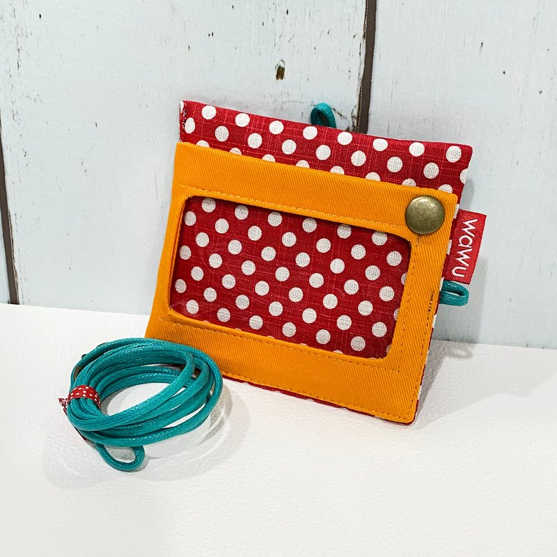 三用证件零钱套 (红色点点) (附绳) 接单生产* - 证件套/卡套 - 棉．麻 红色