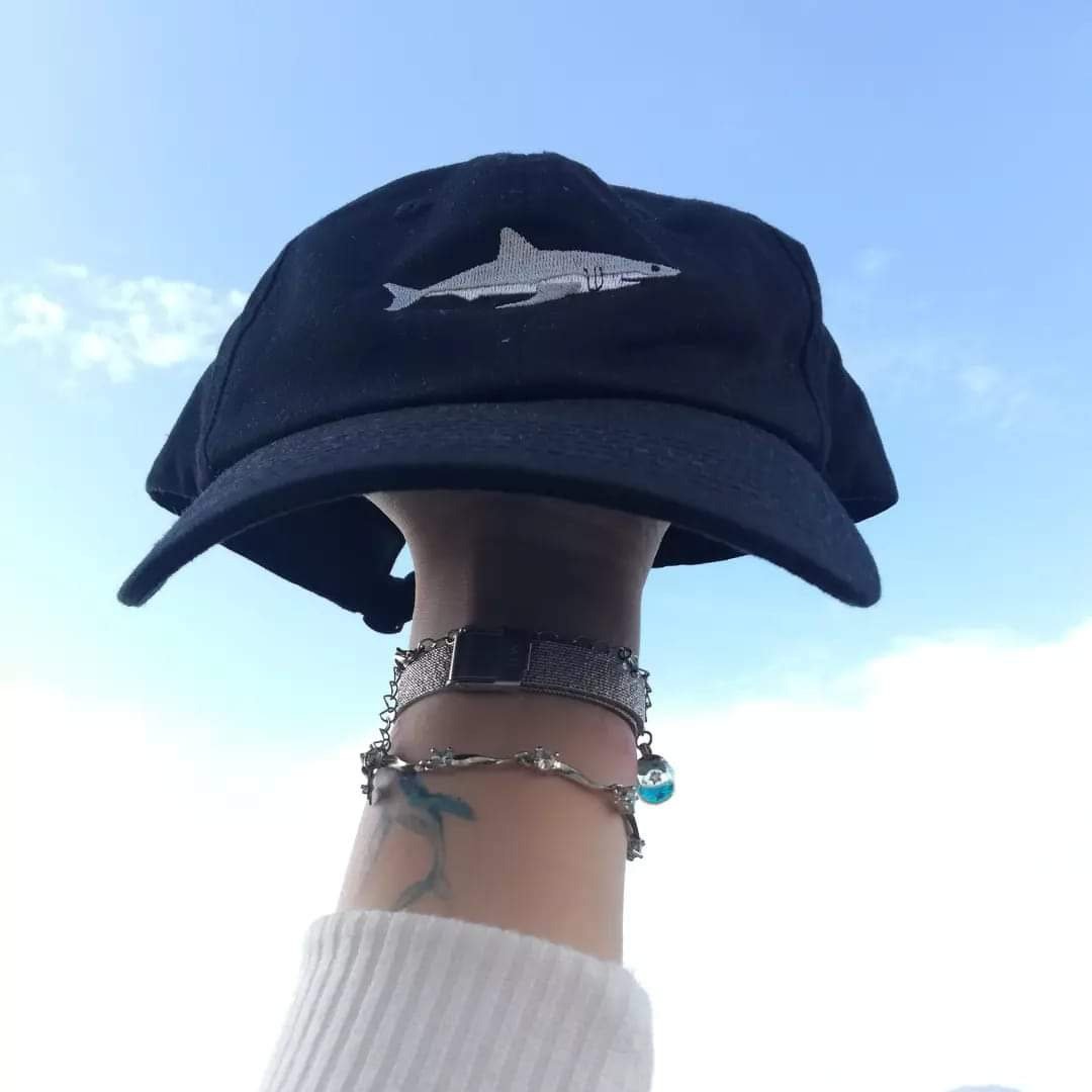 海洋生物海洋系列鲨鱼cap帽 - 帽子 - 棉 黑色
