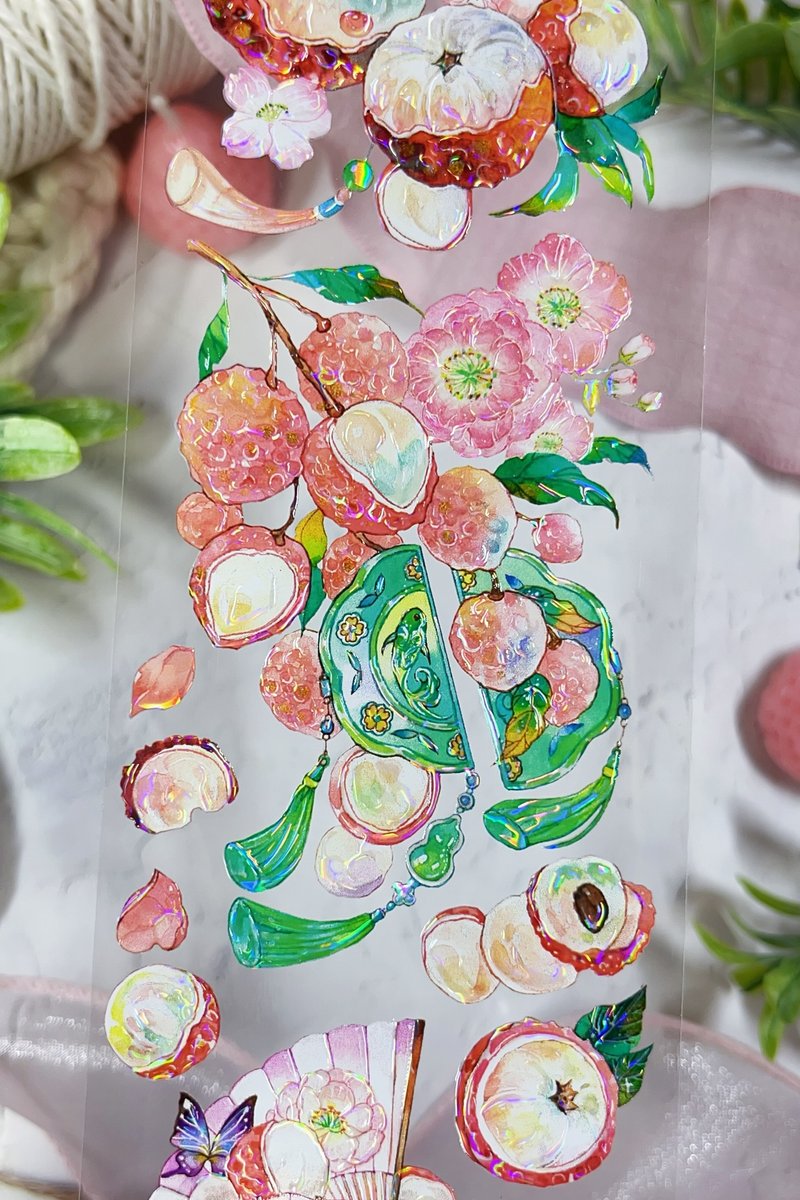 妃子笑 PET 紙膠帶 贝壳光 10米卷 - 纸胶带 - 其他材质 