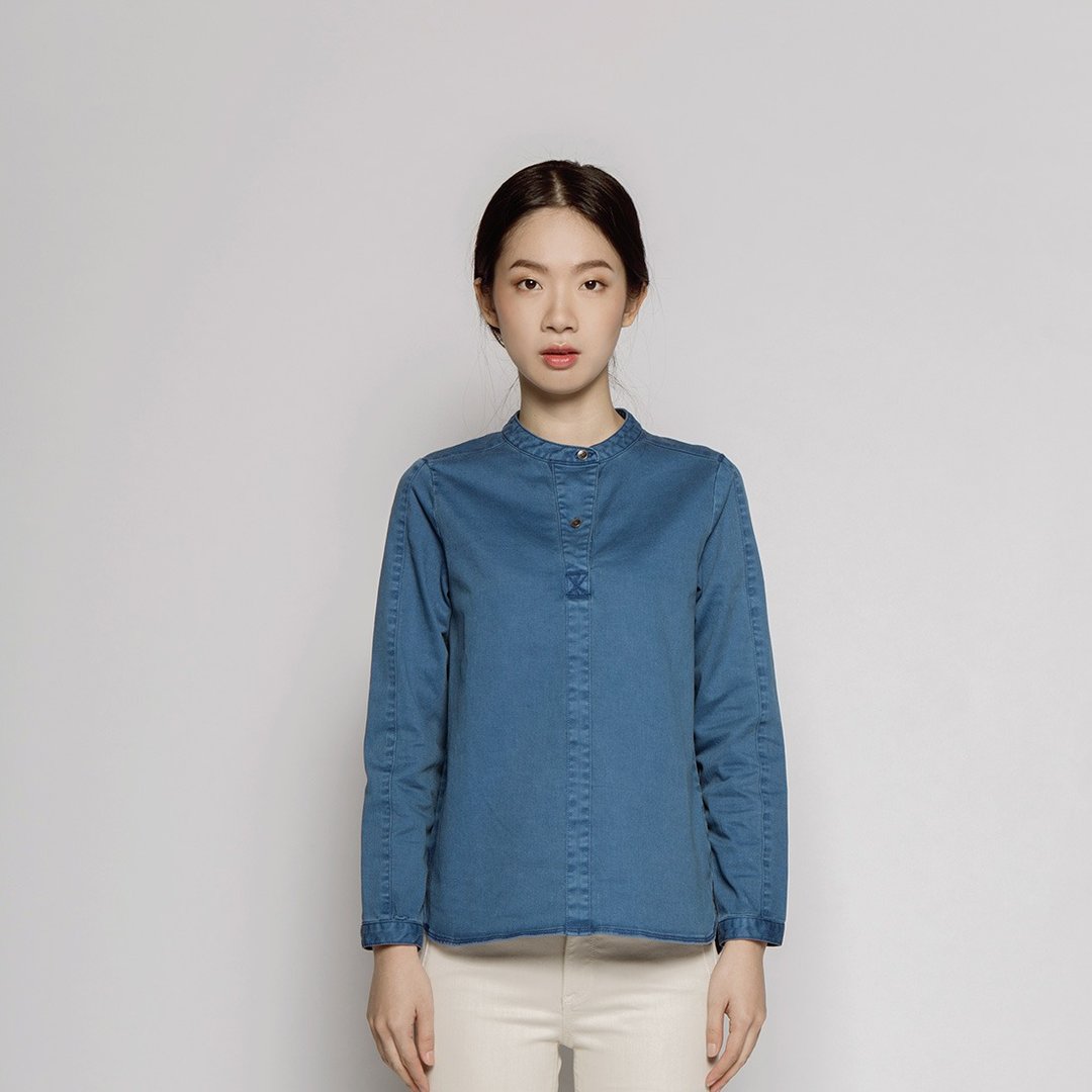 知性分子立领衬衫 Urban Statement Pullover Shirt - 女装衬衫 - 棉 多色