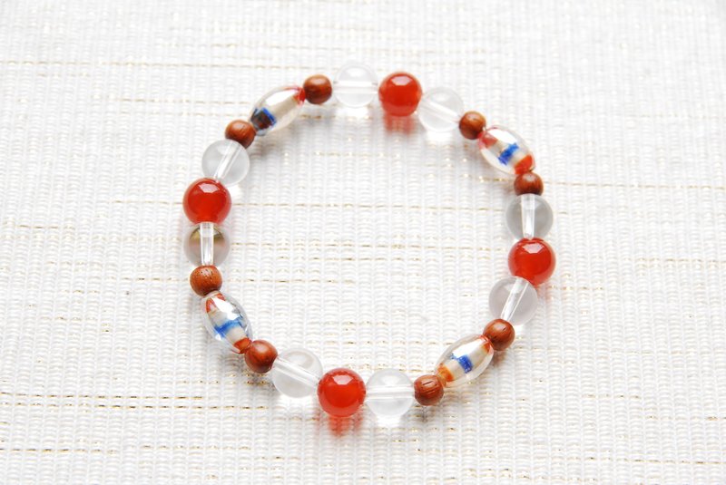 Striped indian beads bracelet orange - 手链/手环 - 石头 橘色