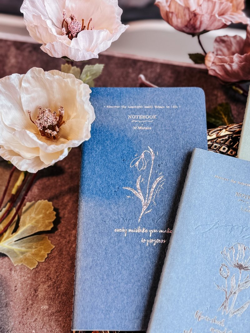 手工活版线装长型笔记本(半空白半横线) - M.错误 - 笔记本/手帐 - 纸 蓝色