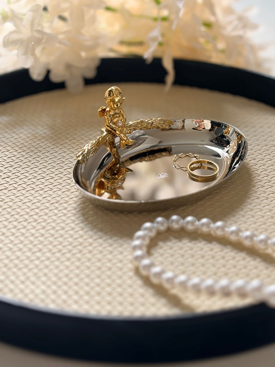 中古正品 Mikimoto 日本 Akoya 珍珠饰品碟 收藏品 附原装盒 送礼 - 摆饰 - 其他金属 银色