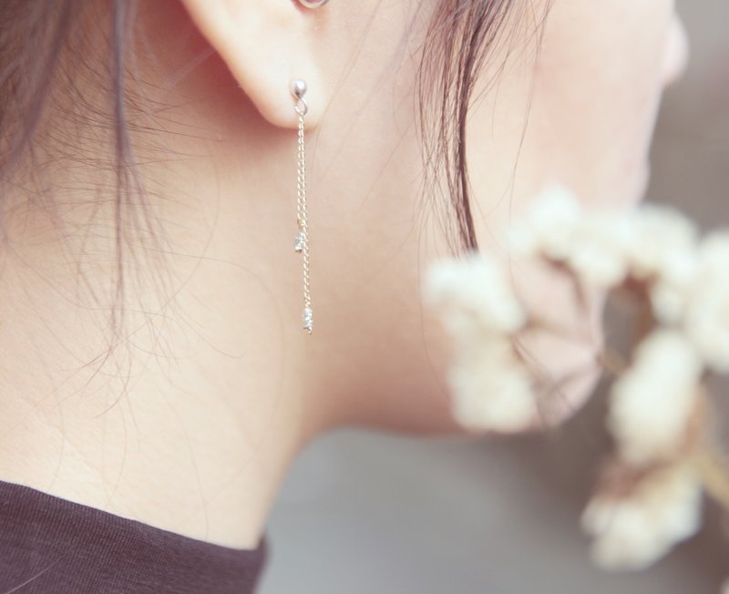 流星碎雨  金银色  14包k金、925纯银   垂坠耳环 - 耳环/耳夹 - 其他金属 金色