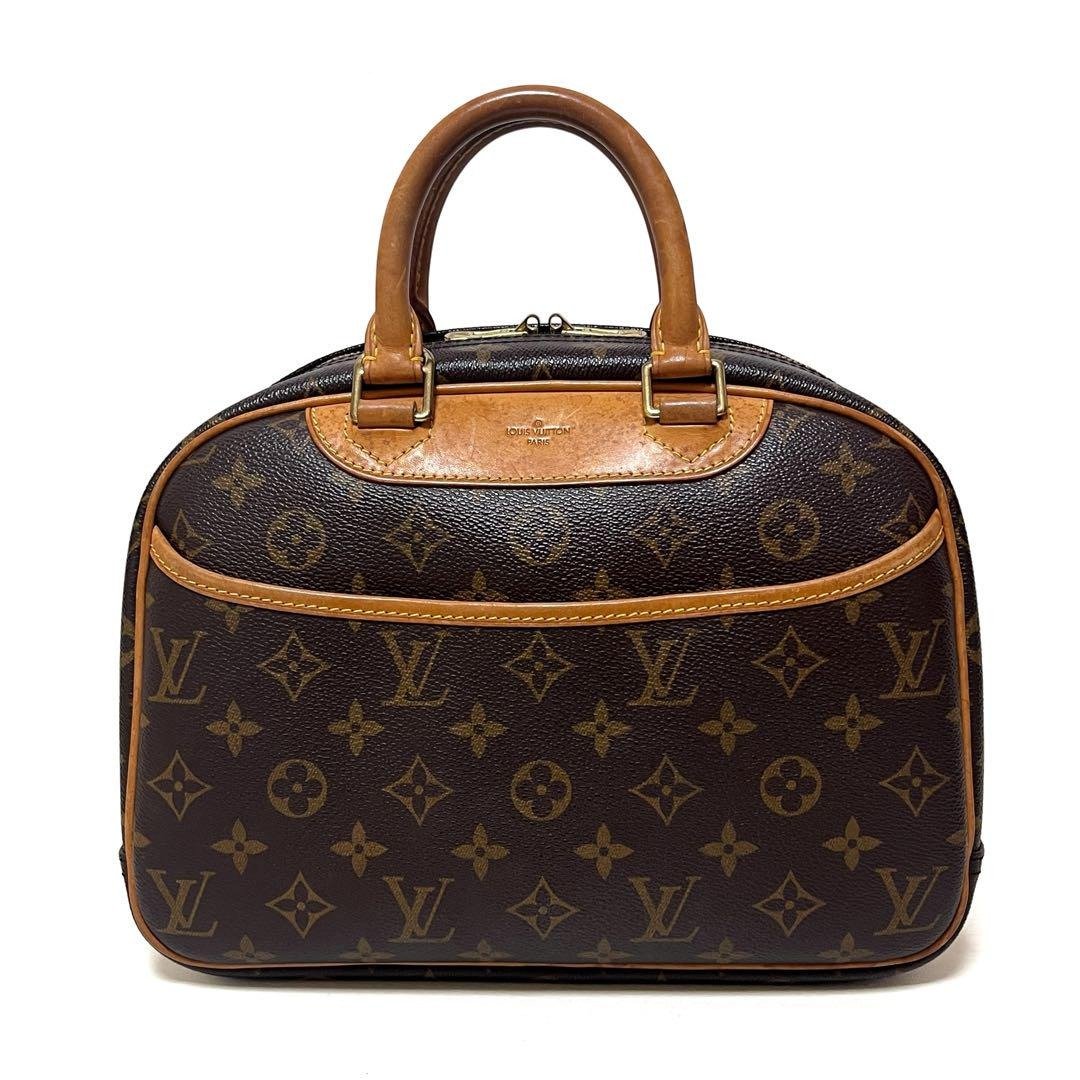 正品 Louis Vuitton 路易威登 经典 Monogram 帆布皮革 Trouville 手提包 M42228 中古 - 手提包/手提袋 - 其他材质 咖啡色