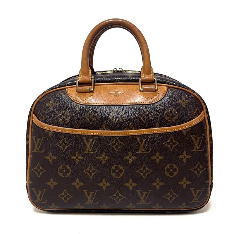 正品 Louis Vuitton 路易威登 经典 Monogram 帆布皮革 Trouville 手提包 M42228 中古 - 手提包/手提袋 - 其他材质 咖啡色