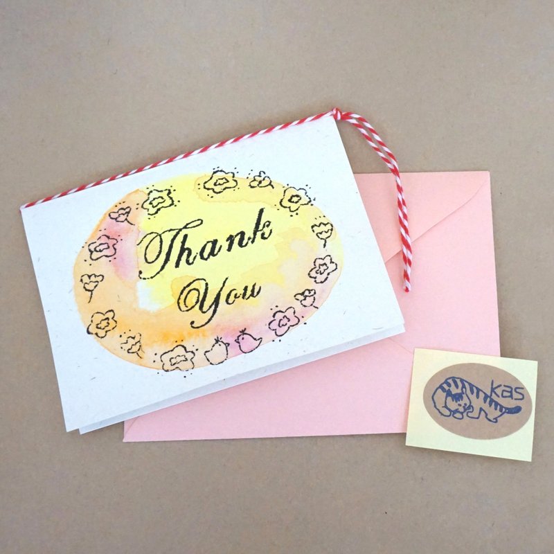 Mimeograph print greeting card "Thank You" (texture) - 卡片/明信片 - 纸 多色