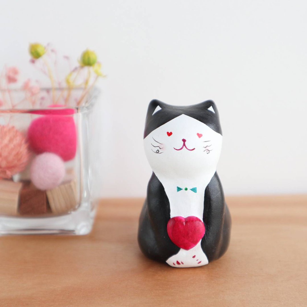 Hachiwa Heart Cat - 摆饰 - 粘土 