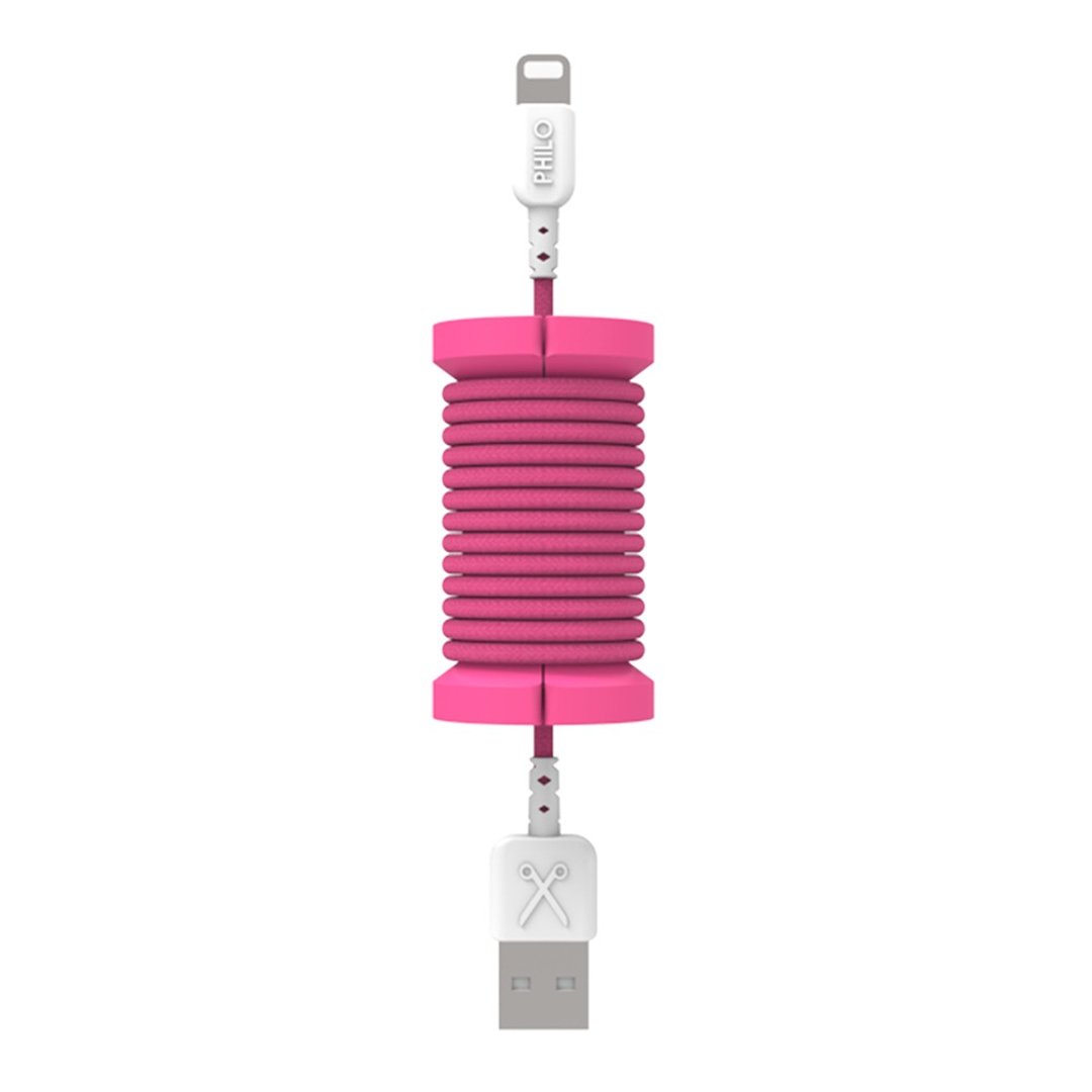 意大利PHILO Lightning - USB 缤纷编织传输线 1M 粉 - 充电宝/传输线 - 塑料 粉红色