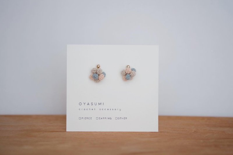 awa-tsubu #5 - 耳环/耳夹 - 绣线 