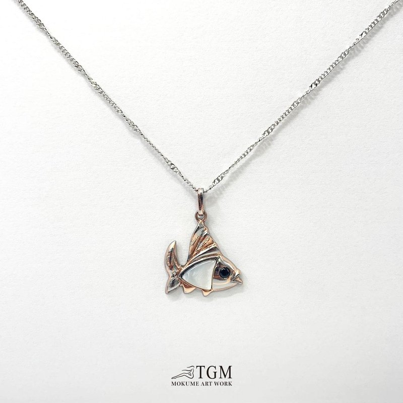 热带鱼(黑)项链 定情/爱情/送礼/木目金/黑玛瑙/珍珠母贝 - 项链 - 其他金属 