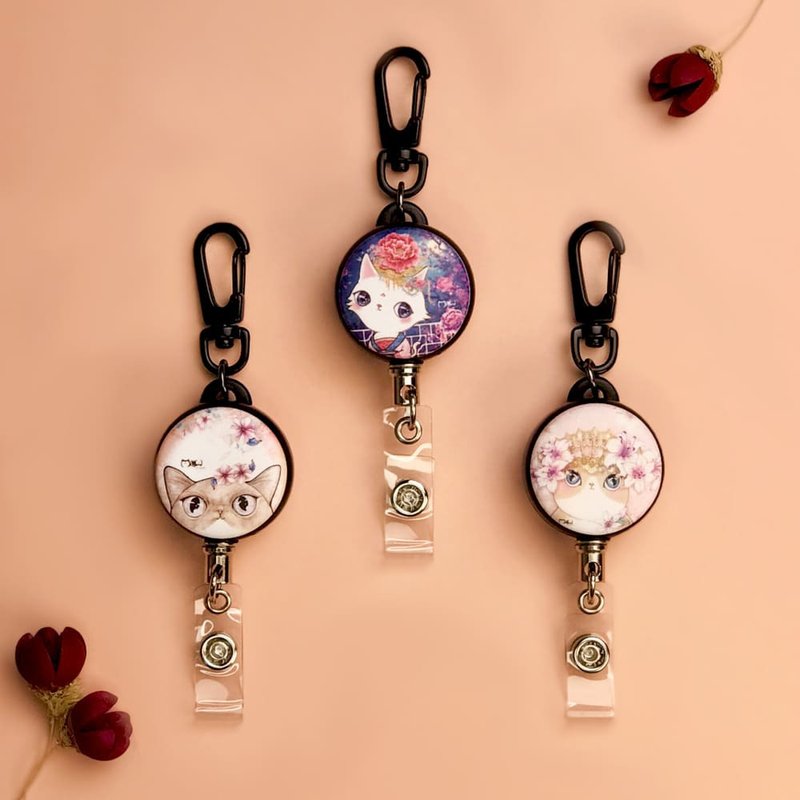 钢线伸缩扣 | 识别证 | 卡套 -  喵妃、蜜桃粉小闺蜜、花花猫 - 证件套/卡套 - 不锈钢 多色