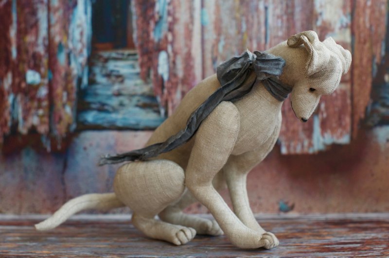 Linen interior toy GUILTY DOG - 玩偶/公仔 - 棉．麻 灰色