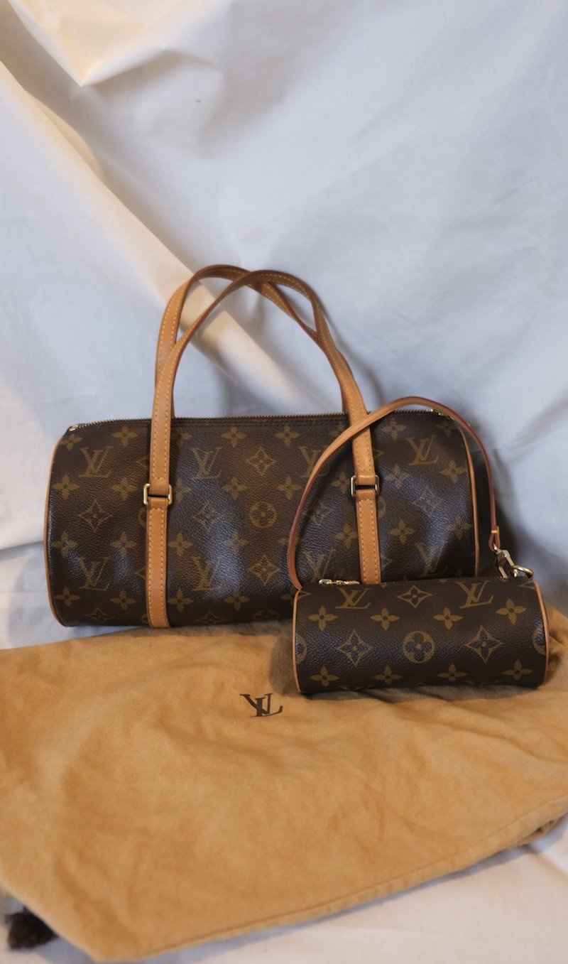 LOUIS VUITTON LV子母圆筒包 日本中古二手Vintage - 手提包/手提袋 - 真皮 咖啡色