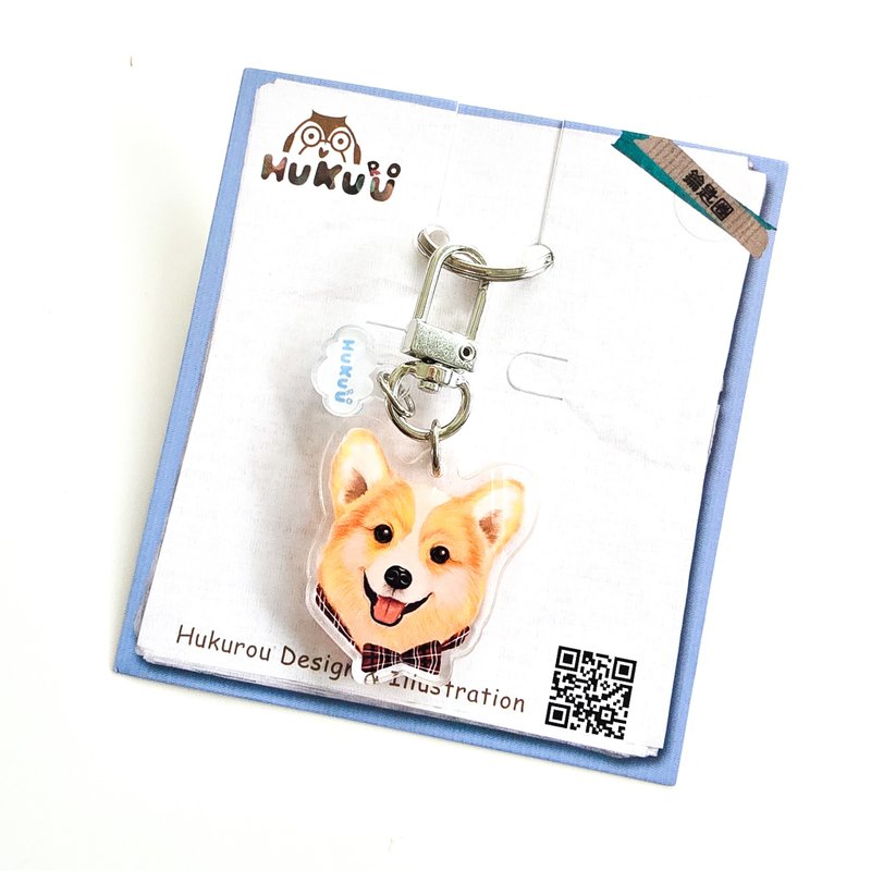 | 手绘插画 | 柯基宝宝钥匙圈 - 钥匙链/钥匙包 - 塑料 