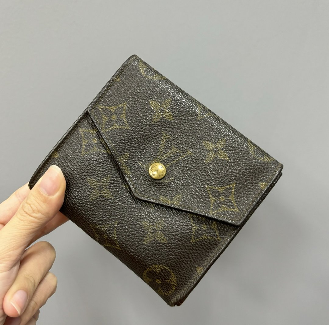 LOUIS VUITTON LV 古董皮夹 经典老花 monogram 防水帆布 vintage - 皮夹/钱包 - 其他材质 咖啡色