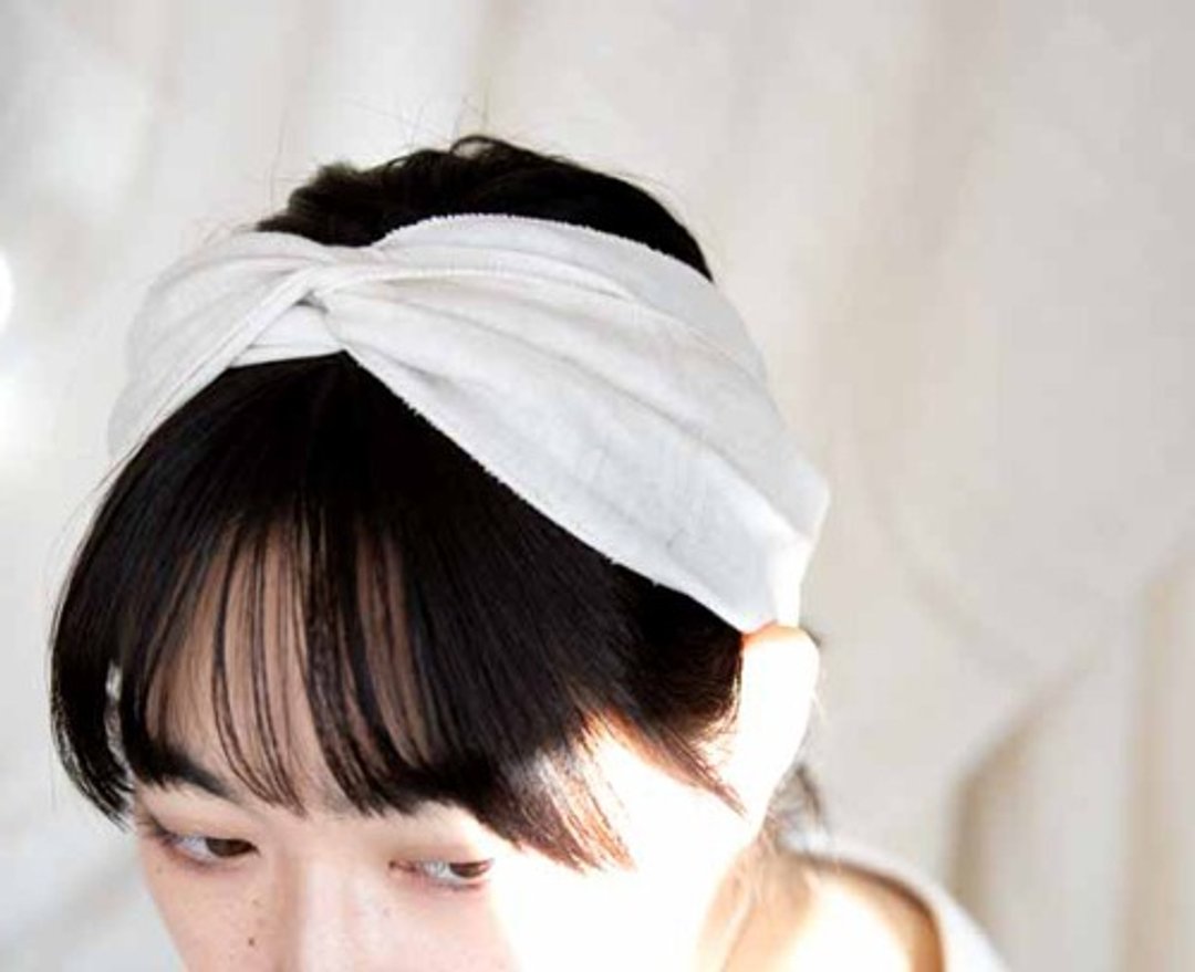 Organiccotton & Linen Wide Cross Turban - 发饰 - 棉 