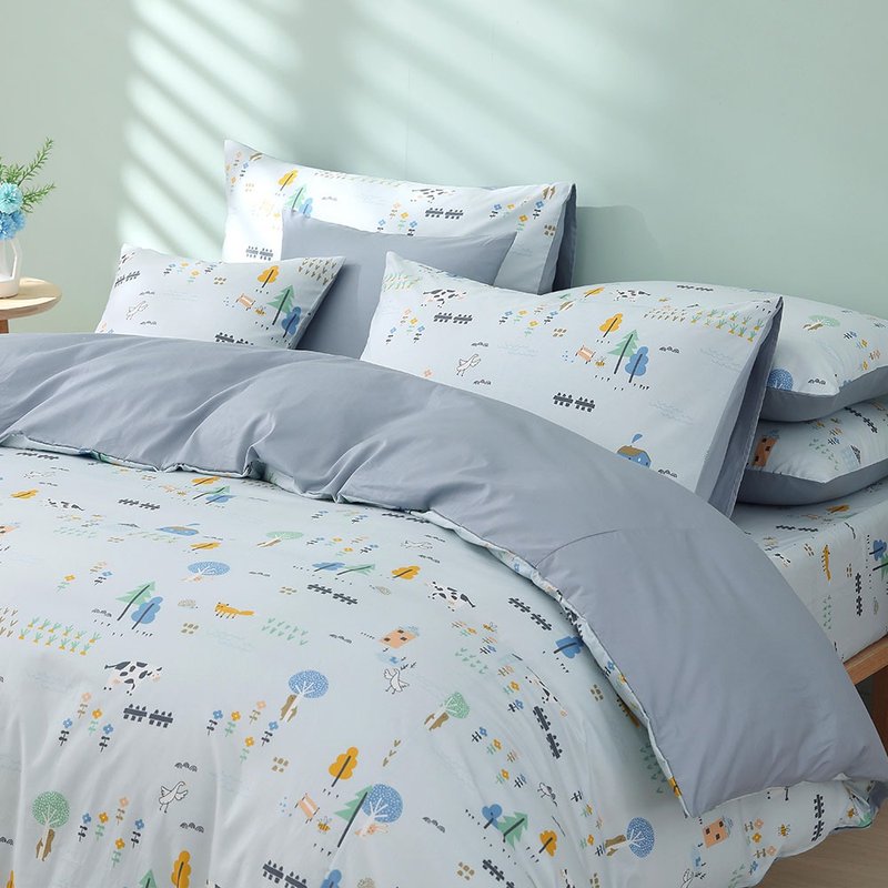 鸿宇 100%美国棉 薄被套/两用被套 小农场蓝 - 寝具 - 棉．麻 蓝色