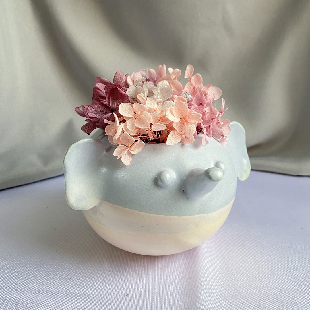 动物圆。大象 手工陶瓷花器 花盆 鲜花花瓶 动物花瓶 新年礼物 - 植栽/盆栽 - 瓷 多色