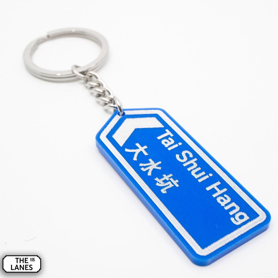 香港道路牌 大水坑 锁匙扣 - 钥匙链/钥匙包 - 塑料 白色