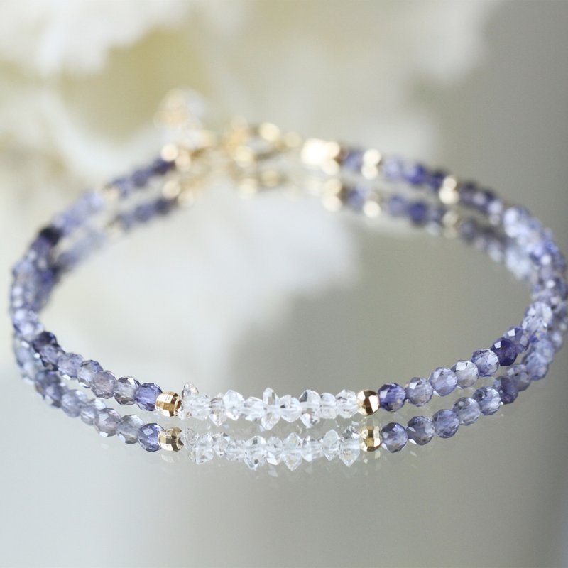 赫基蒙 堇青石。雷克雅维克的冬。极细 水晶手链 12月诞生石 - 手链/手环 - 水晶 紫色