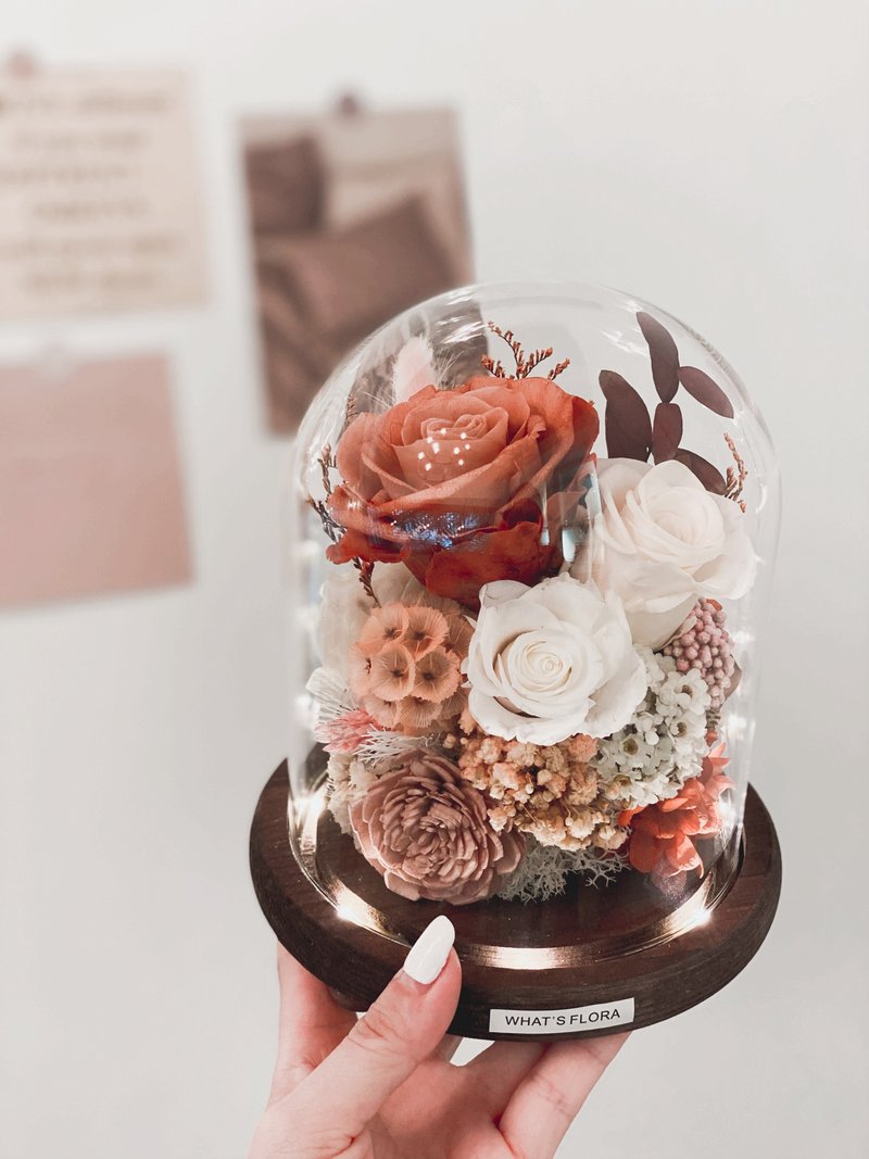 永生花玻璃盅夜灯  暖阳 大地色 可定制化 - 灯具/灯饰 - 植物．花 橘色