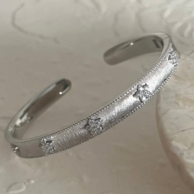 YuanPearl天然進口意大利拉絲工藝925純銀手鐲銀手鍊銀飾 - 手链/手环 - 纯银 白色